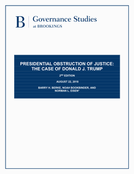 Presidential Obstruction of Justice: the Case of Donald J. Trump