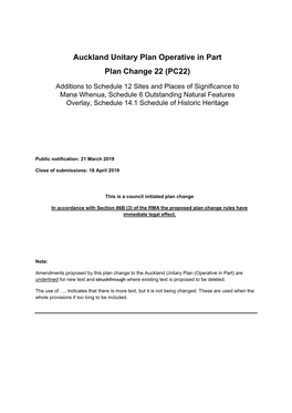 Proposed Plan Change 22