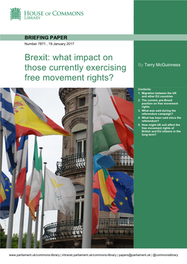 Brexit: What Impact on Those Currently Exercising Free Movement Rights?