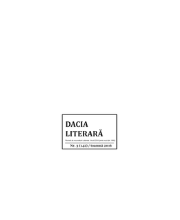 DACIA LITERARĂ Revistă De Reconstituiri Culturale Anul XXVII (Serie Nouă Din 1990) Nr