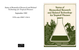 Status of Biomedical Research and Related Technology for Tropical Diseases