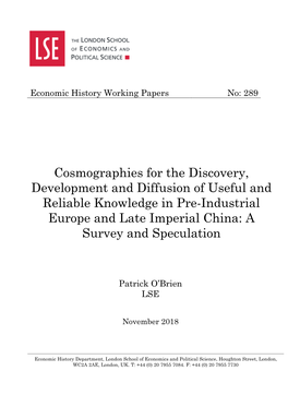 Cosmographies for the Discovery, Development and Diffusion Of