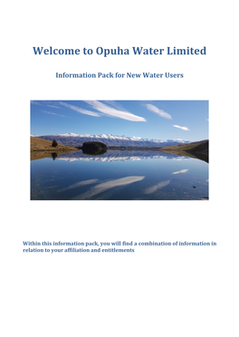 Information Pack for New Water Users