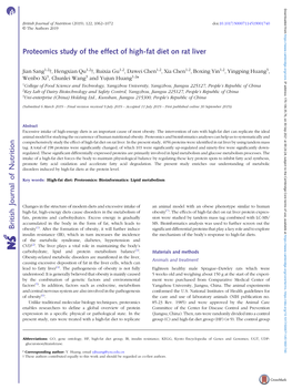 Proteomics Study of the Effect of High-Fat Diet on Rat Liver