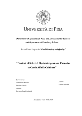 “Content of Selected Phytoestrogens and Phenolics in Czech Alfalfa Cultivars”