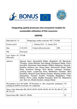 Integrating Spatial Processes Into Ecosystem Models for Sustainable Utilization of Fish Resources INSPIRE