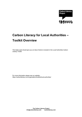 Carbon Literacy for Local Authorities – Toolkit Overview