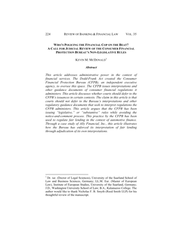 A Call for Judicial Review of the Consumer Financial Protection Bureau’S Non-Legislative Rules