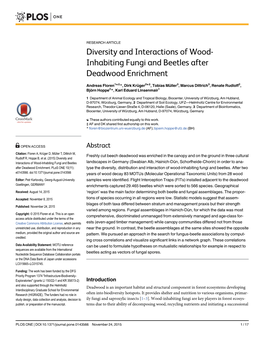 Diversity and Interactions of Wood-Inhabiting Fungi and Beetles