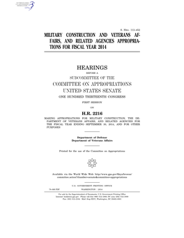 Military Construction and Veterans Af- Fairs, and Related Agencies Appropria- Tions for Fiscal Year 2014