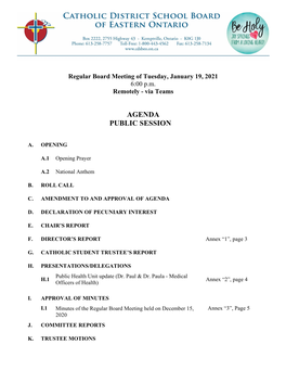 Agenda Public Session