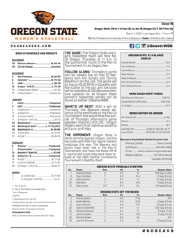THE GAME: the Oregon State Wom- En's Basketball Team Will Face No