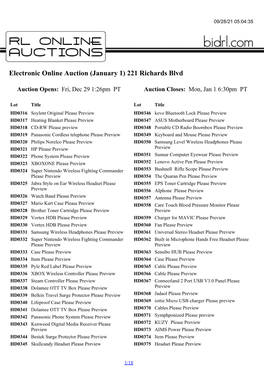 Electronic Online Auction (January 1) 221 Richards Blvd
