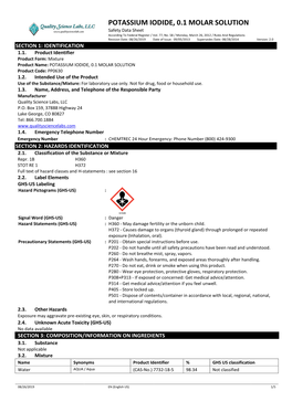 Potassium Iodide, 0.1M