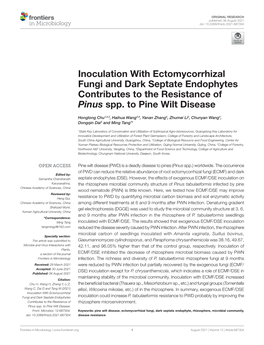 Inoculation with Ectomycorrhizal Fungi and Dark Septate Endophytes Contributes to the Resistance of Pinus Spp