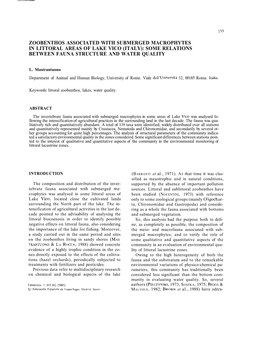 Zoobenthos Associated with Submerged Macrophytes in Littoral Areas of Lake Vico (Italy): Some Relations Between Fauna Structure and Water Quality