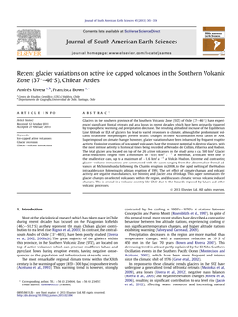 Recent Glacier Variations on Active Ice Capped Volcanoes in the Southern Volcanic Zone (37�E46�S), Chilean Andes