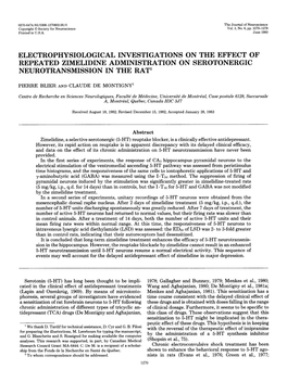 Electrophysiological Investigations on the Effect of Repeated Zimelidine Administration on Serotonergic Neurotransmission in the Rat1