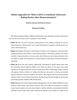 Online Appendix for “Don't Call It a Comeback