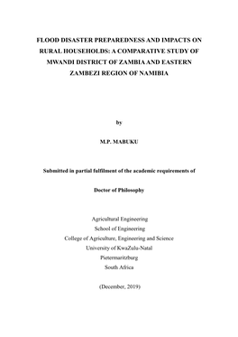 Flood Disaster Preparedness and Impacts on Rural Households: a Comparative Study of Mwandi District of Zambia and Eastern Zambezi Region of Namibia