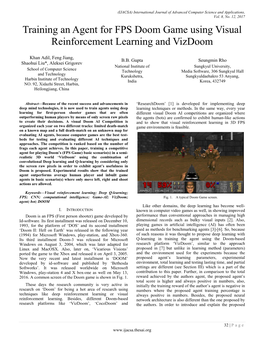 Training an Agent for FPS Doom Game Using Visual Reinforcement Learning and Vizdoom