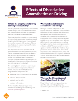 Effects of Dissociative Anaesthetics on Driving