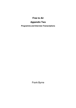 Free to Air Appendix Two Frank Byrne