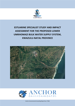 Estuarine Specialist Study and Impact Assessment for the Proposed Lower Umkhomazi Bulk Water Supply System, Kwazulu-Natal Province