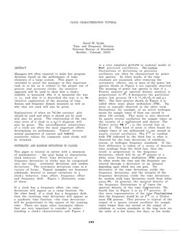 CLOCK CHARACTERIZATION TUTORIAL David W. Allan Time