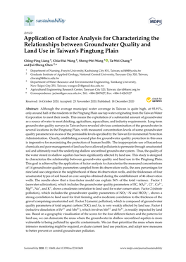 Application of Factor Analysis for Characterizing the Relationships Between Groundwater Quality and Land Use in Taiwan’S Pingtung Plain