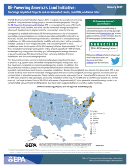 RE-Powering America's Land Initiative: Project Tracking Matrix