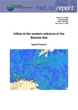 Inflow at the Western Entrance of the Barents