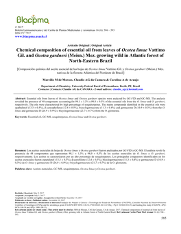 Chemical Composition of Essential Oil from Leaves of Ocotea Limae Vattimo Gil