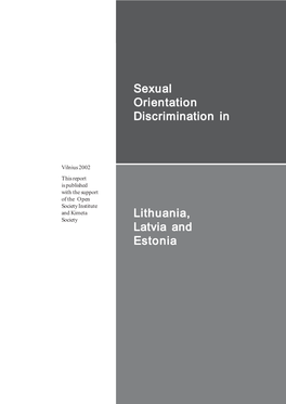 Sexual Orientation Discrimination in Lithuania, Latvia and Estonia Chapter 1