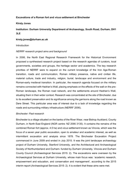 Excavations of a Roman Fort and Vicus Settlement at Binchester