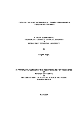 Binary Oppositions in Yeşilçam Melodramas