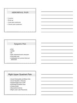 ABDOMINAL PAIN Epigastric Pain Right Upper Quadrant Pain