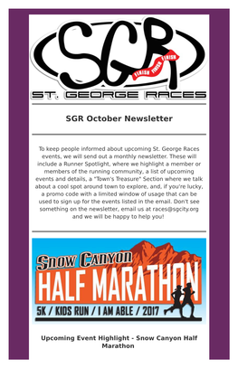 SGR October Newsletter