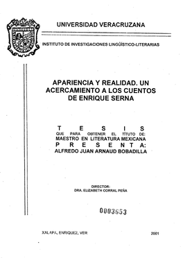 Apariencia Y Realidad. Un Acercamiento a Los Cuentos De Enrique Serna