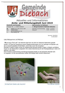 Juni 2019 Anschrift Und Kontakt: Sprechzeiten Im Rathaus: Insinger Str