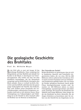 Die Geologische Geschichte Des Brohltales Prof