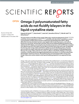 Omega-3 Polyunsaturated Fatty Acids Do Not Fluidify Bilayers in the Liquid-Crystalline State