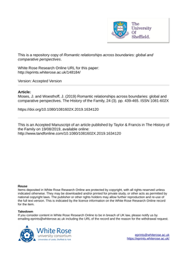 Romantic Relationships Across Boundaries: Global and Comparative Perspectives