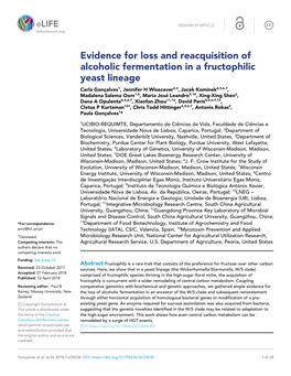 Evidence for Loss and Reacquisition of Alcoholic Fermentation in A