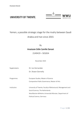 Yemen, a Possible Strategic Stage for the Rivalry Between Saudi Arabia and Iran Since 2015