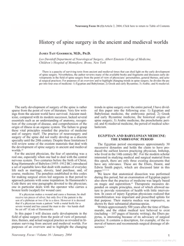 History of Spine Surgery in the Ancient and Medieval Worlds