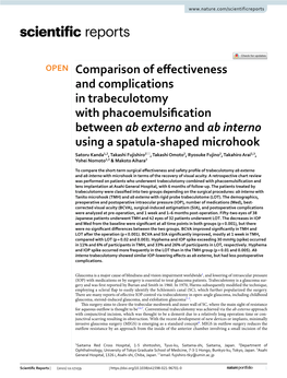 Comparison of Effectiveness and Complications in Trabeculotomy With