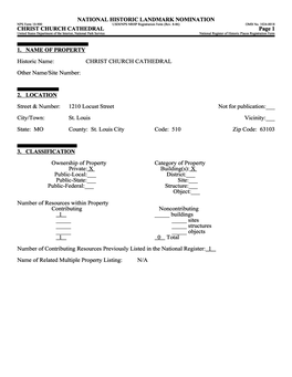 CHRIST CHURCH CATHEDRAL Page 1 United States Department of the Interior, National Park Service______National Register of Historic Places Registration Form