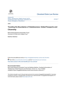 Traveling the Boundaries of Statelessness: Global Passports and Citizenship