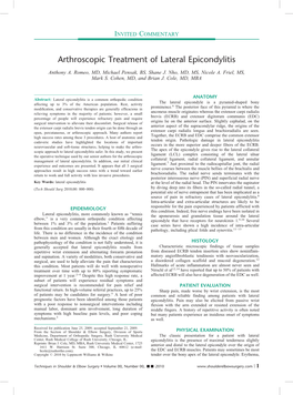 Arthroscopic Treatment of Lateral Epicondylitis